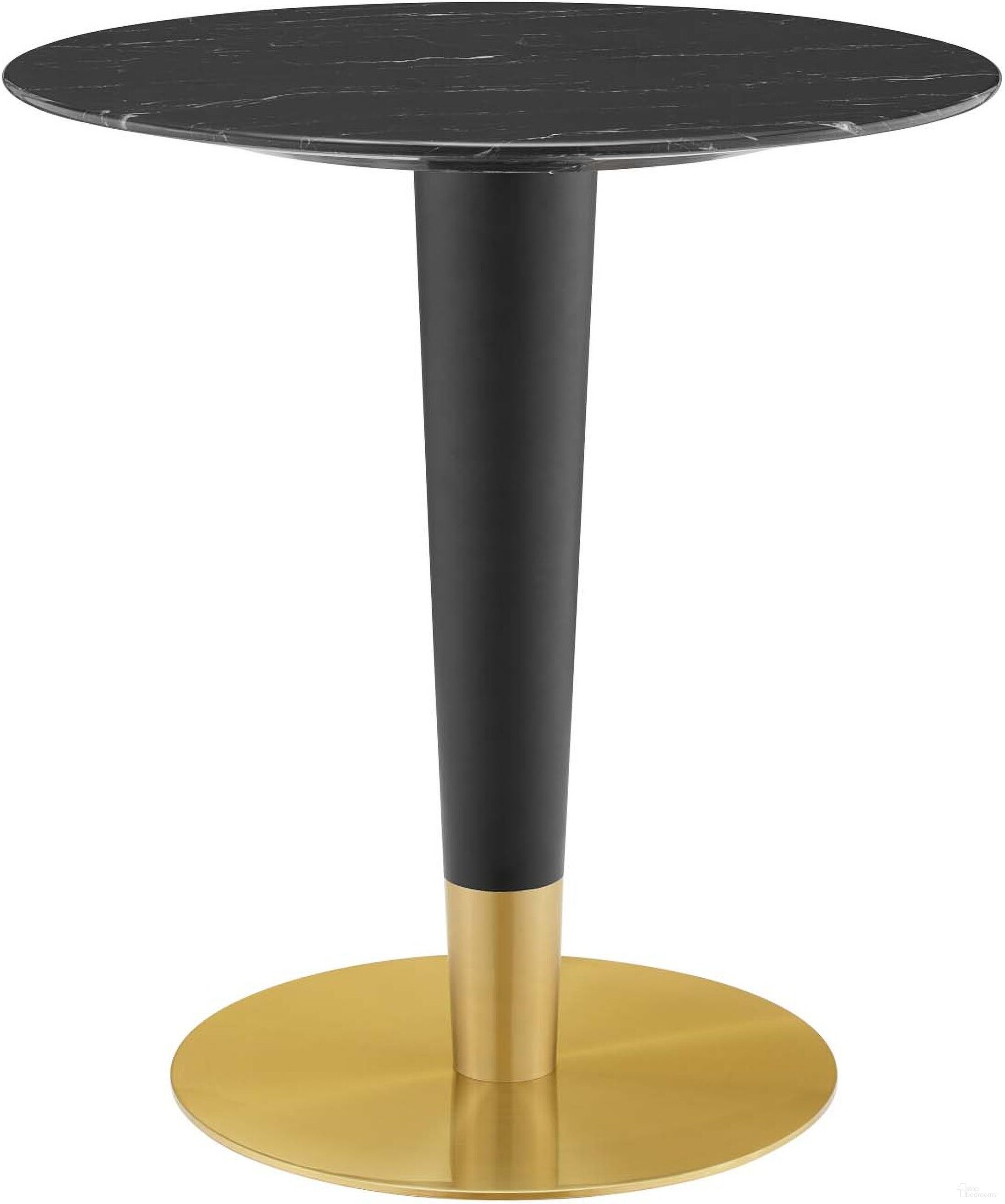 Zinque 28 Inch Artificial Marble Dining Table In Black and Gold