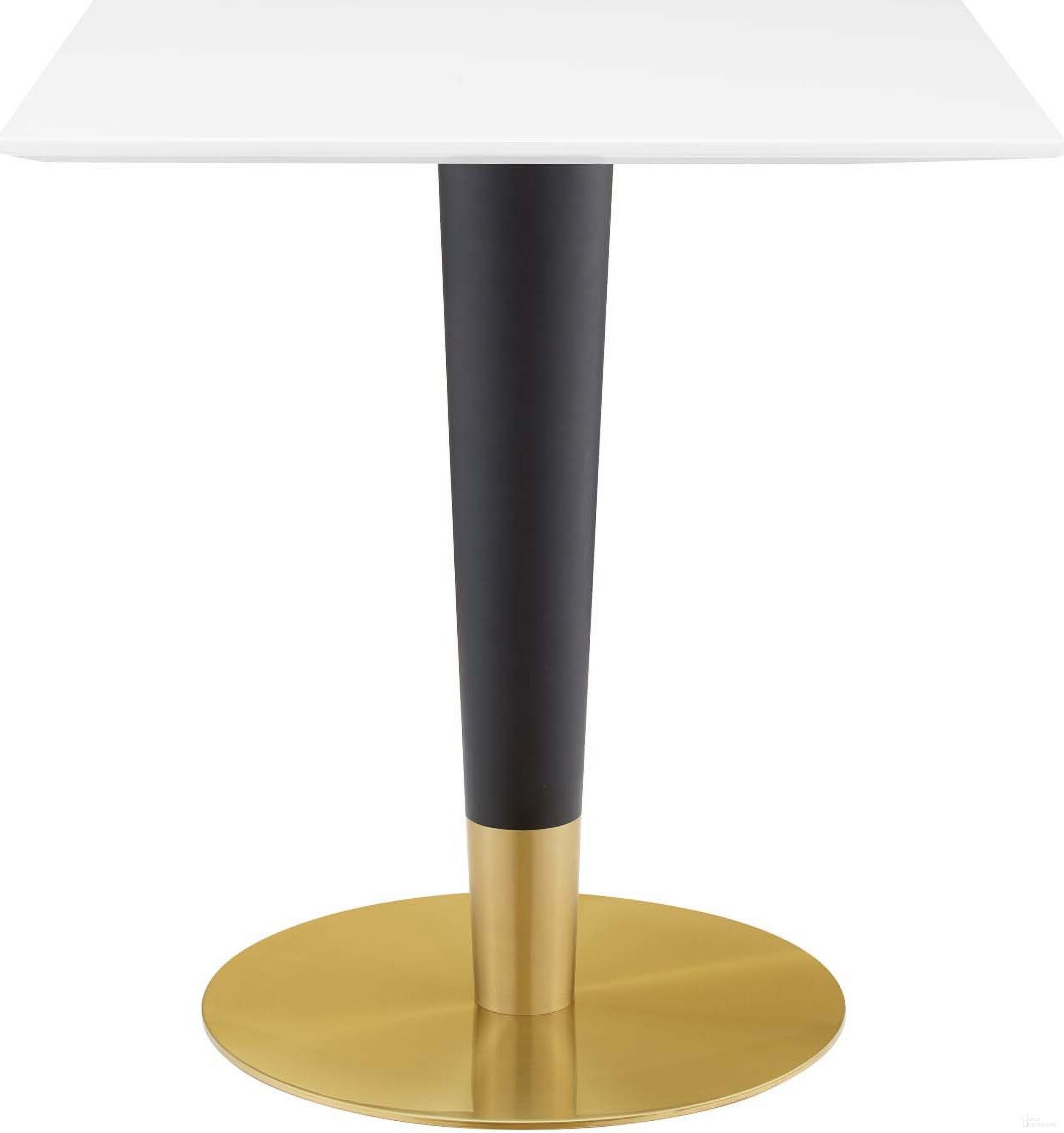 Zinque 28 Inch Square Dining Table In Gold and White