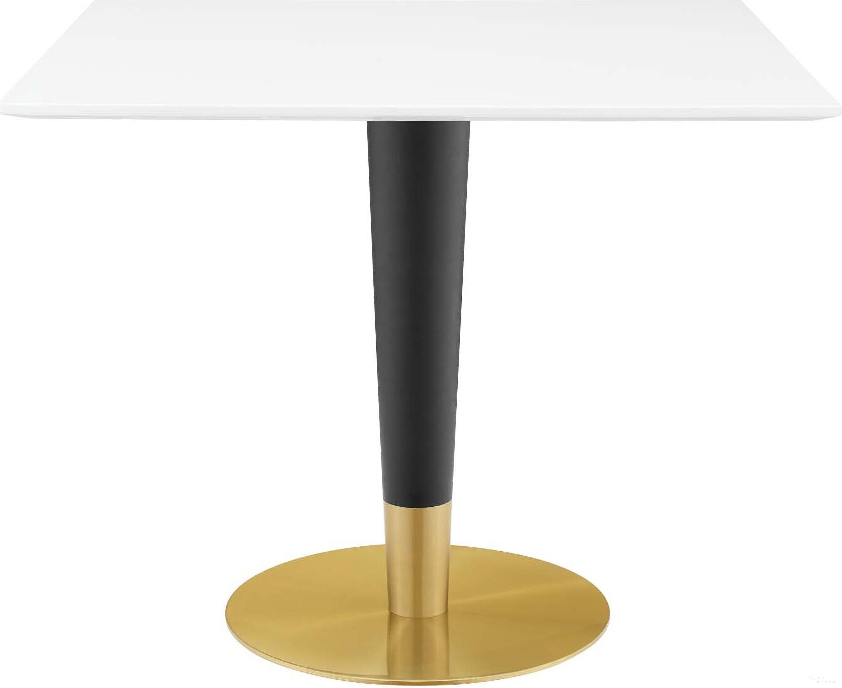 Zinque 36 Inch Square Dining Table In Gold and White
