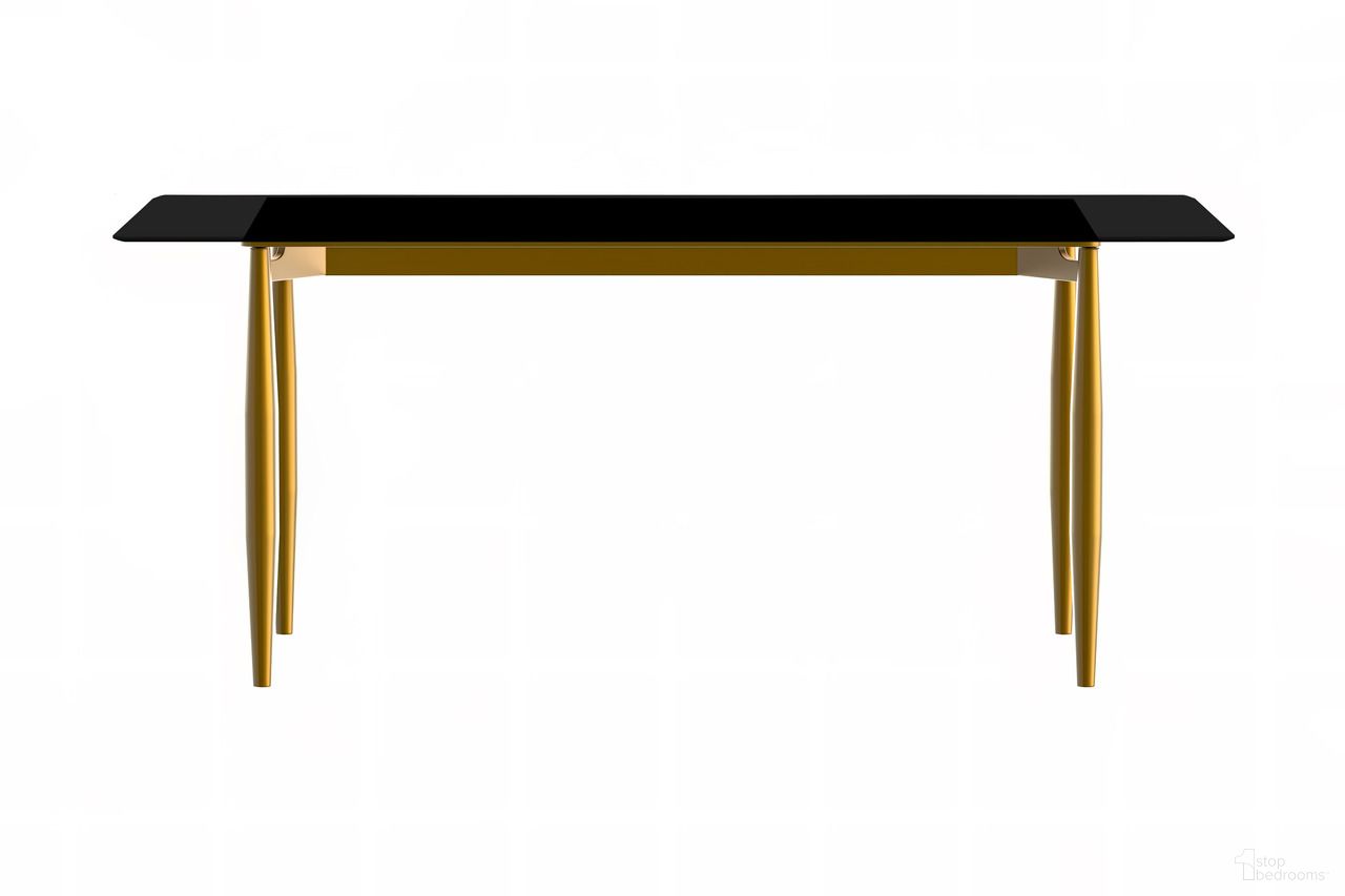 The appearance of Zinti 62 Inch Dining Table with Glass Top In Black and Bronze designed by LeisureMod in the modern / contemporary interior design. This black/bronze piece of furniture  was selected by 1StopBedrooms from Zinti Collection to add a touch of cosiness and style into your home. Sku: ZTBL-62BL-G. Table Base Style: Legs. Material: Glass. Table Top Shape: Rectangular. Size: 32" x 62".