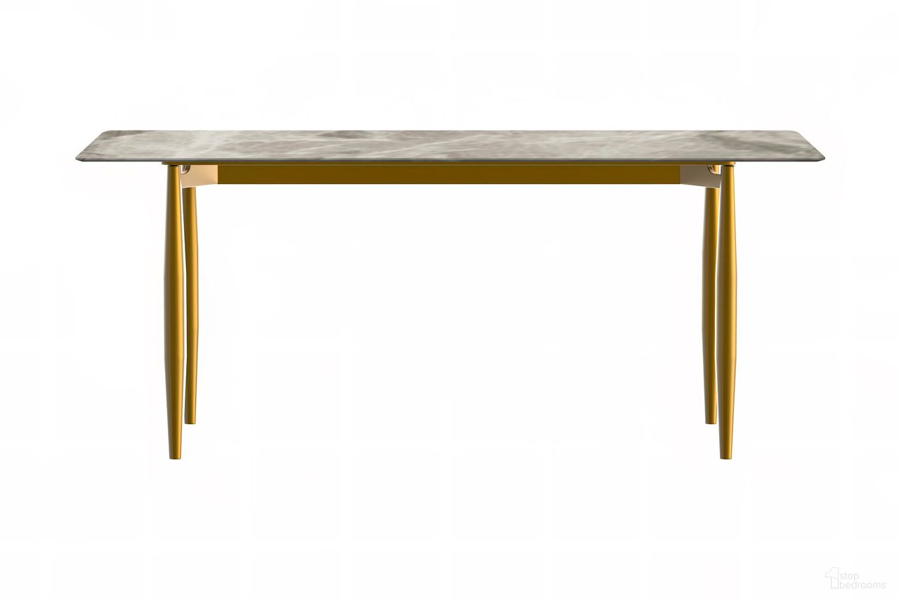 The appearance of Zinti 62 Inch Dining Table with Sintered Stone Top In Bronze and Dark Grey designed by LeisureMod in the modern / contemporary interior design. This bronze/dark grey piece of furniture  was selected by 1StopBedrooms from Zinti Collection to add a touch of cosiness and style into your home. Sku: ZTBL-62DGR-S. Table Base Style: Legs. Material: Stone. Table Top Shape: Rectangular. Size: 32" x 62".