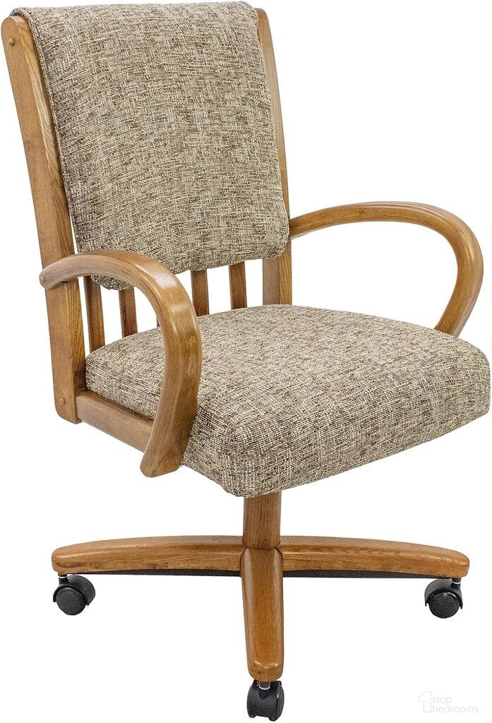The appearance of Zip Ship Dining Chair Caster Swivel Tilt Fabric Dinning Chair In Chestnut designed by Chromcraft in the transitional interior design. This chestnut piece of furniture was selected by 1StopBedrooms from ZIP Ship Collection to add a touch of cosiness and style into your home. Sku: ZIP-CM177CH-2200-C946ACH-P. Material: Plywood. Chair Type: Arm Chair.