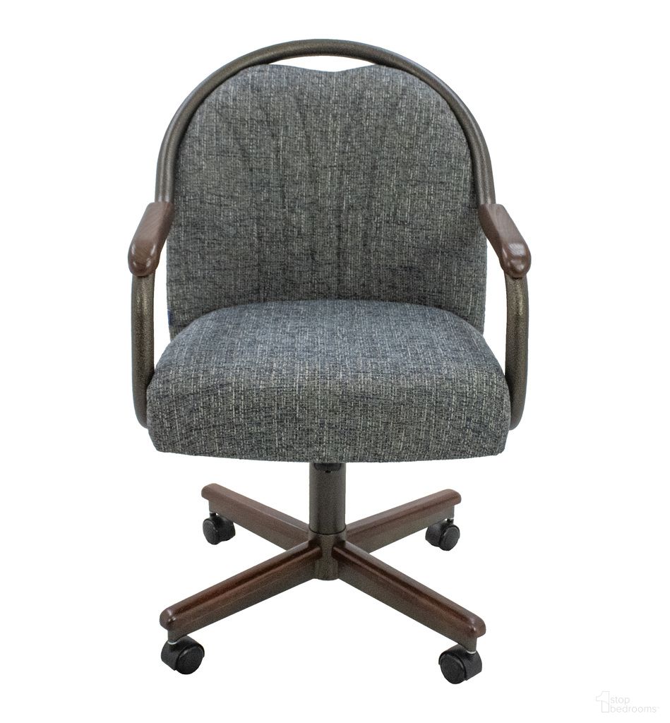 Zip Ship Dining Chair Caster Swivel Tilt Fabric Dinning Chair In Walnut and Texture Bronze