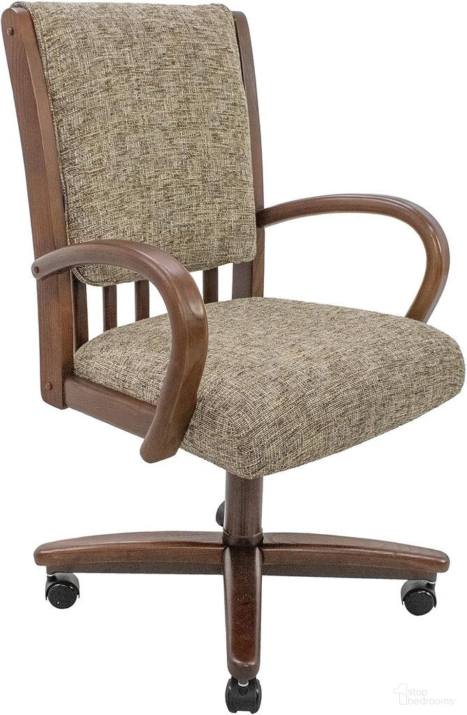 The appearance of Zip Ship Dining Chair Caster Swivel Tilt Fabric Dinning Chair In Walnut designed by Chromcraft in the transitional interior design. This walnut piece of furniture  was selected by 1StopBedrooms from ZIP Ship Collection to add a touch of cosiness and style into your home. Sku: ZIP-CM177YW-2200-C946AYW-P. Material: Plywood. Chair Type: Arm Chair.