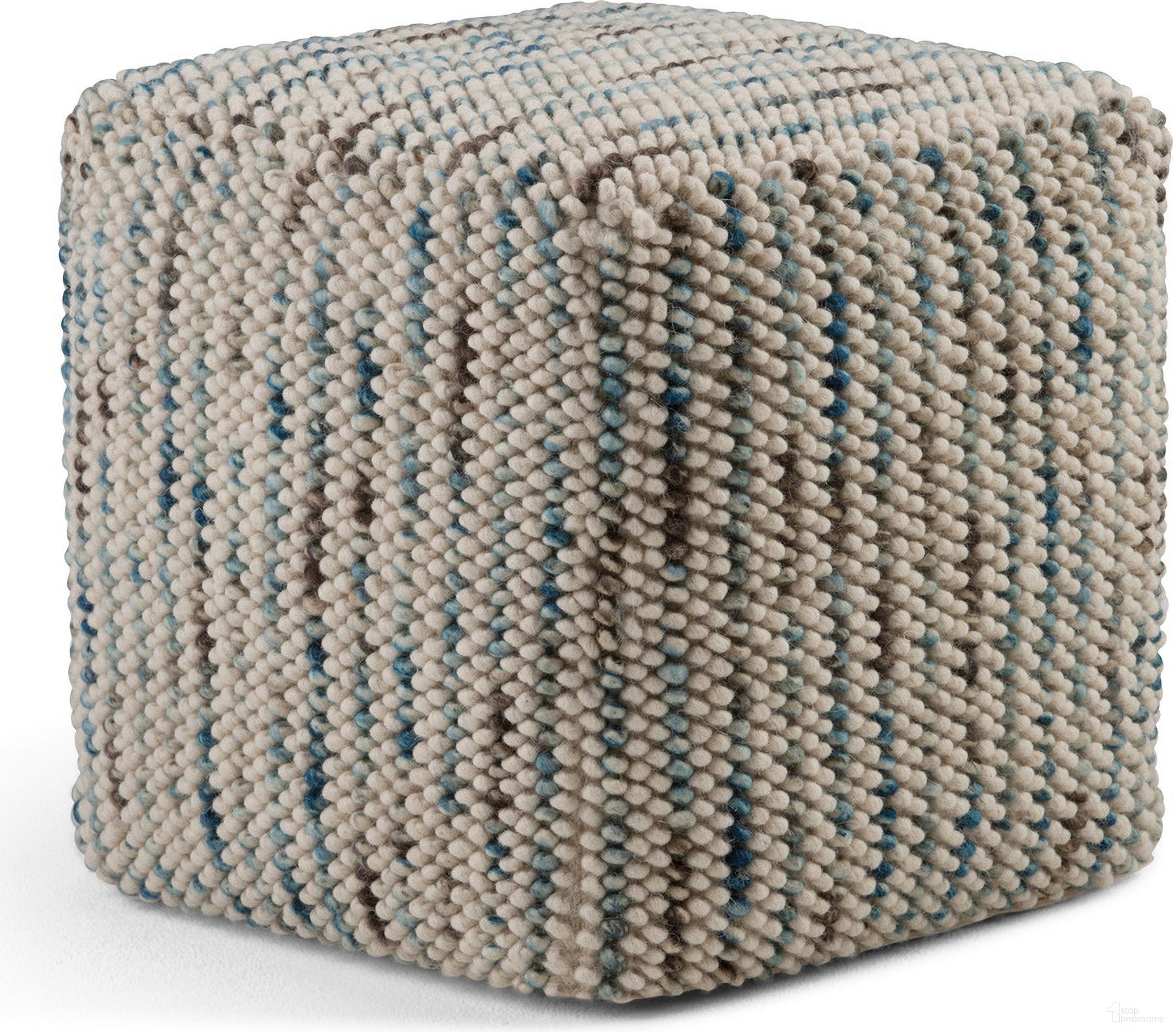 The appearance of Zoey Cotton and Wool Woven Cube Pouf In Multicolor designed by Simpli Home in the bohemian interior design. This multicolor piece of furniture was selected by 1StopBedrooms from Zoey Collection to add a touch of cosiness and style into your home. Sku: AXCPF-01. Material: Wool.