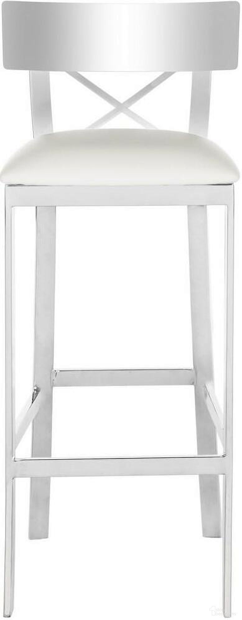 The appearance of Zoey White and Chrome 39 Inch Stainless Steel Cross Back Bar Stool designed by Safavieh in the modern / contemporary interior design. This white and chrome piece of furniture was selected by 1StopBedrooms from Zoey Collection to add a touch of cosiness and style into your home. Sku: FOX2034B. Material: Stainless Steel.