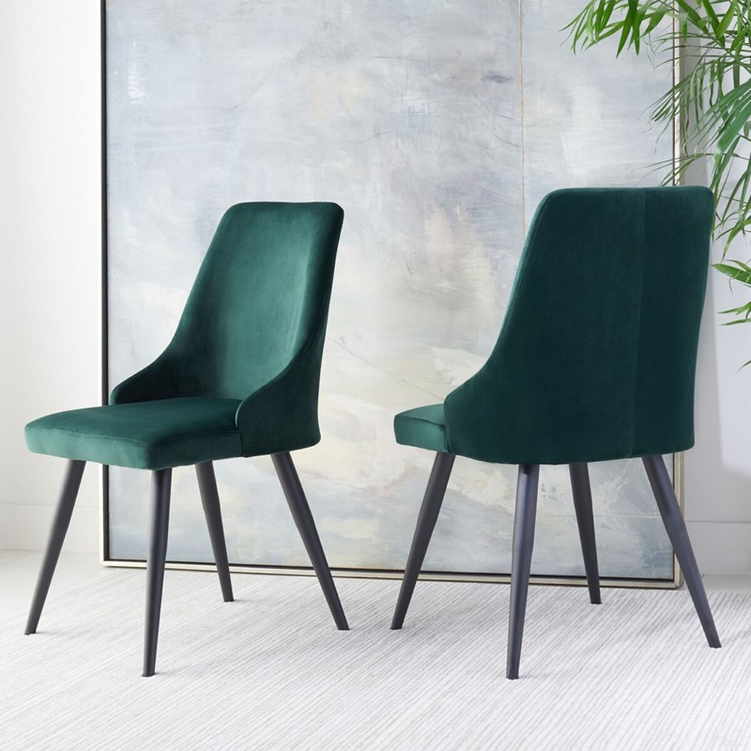 Zoi Upholstered Dining Chair Set of 2 in Green by Safavieh | 1StopBedrooms