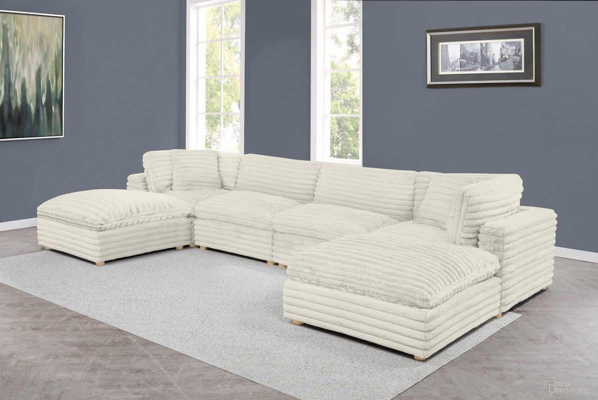 Zoie 6 Piece Corduroy Velvet Modular Sectional in Beige