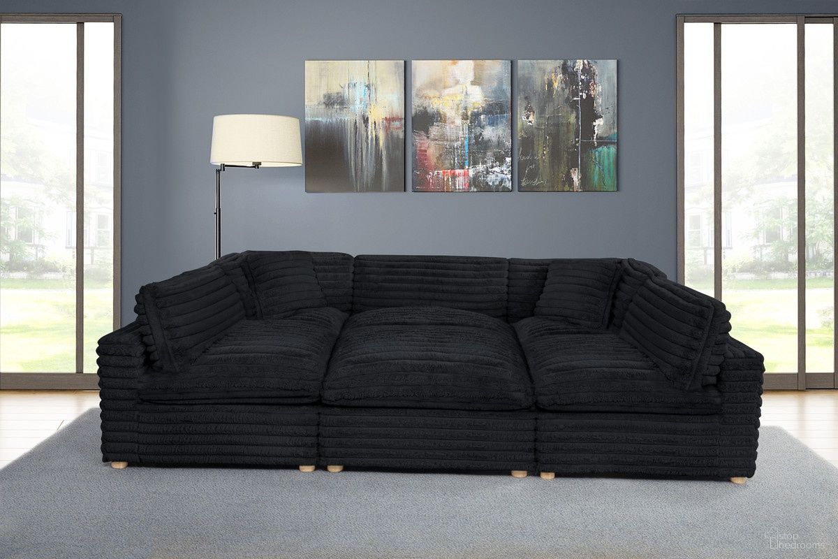 The appearance of Zoie 6 Piece Corduroy Velvet Modular Sectional in Black designed by Best Quality Furniture in the glam interior design. This black piece of furniture  was selected by 1StopBedrooms from Zoie Collection to add a touch of cosiness and style into your home. Sku: SE09-CC;SE09-AC;SE09-OT. Material: Corduroy.