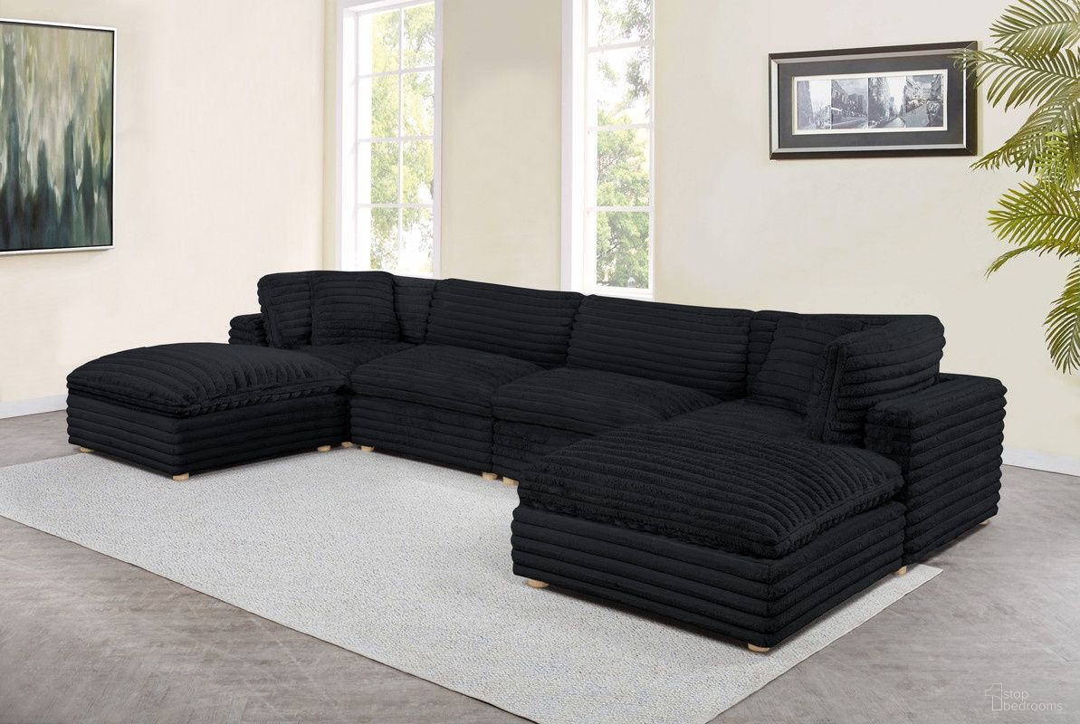 Zoie 6 Piece Corduroy Velvet Modular Sectional in Black
