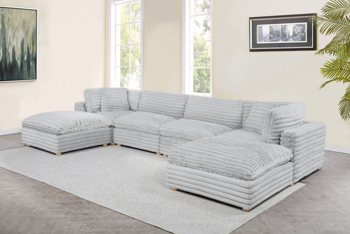 The appearance of Zoie 6 Piece Corduroy Velvet Modular Sectional in Light Gray designed by Best Quality Furniture in the glam interior design. This light gray piece of furniture was selected by 1StopBedrooms from Zoie Collection to add a touch of cosiness and style into your home. Sku: SE08-CC;SE08-AC;SE08-OT. Material: Corduroy.