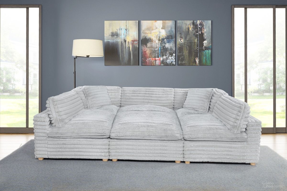 The appearance of Zoie 6 Piece Corduroy Velvet Modular Sectional in Light Gray designed by Best Quality Furniture in the glam interior design. This light gray piece of furniture was selected by 1StopBedrooms from Zoie Collection to add a touch of cosiness and style into your home. Sku: SE08-CC;SE08-AC;SE08-OT. Material: Corduroy.