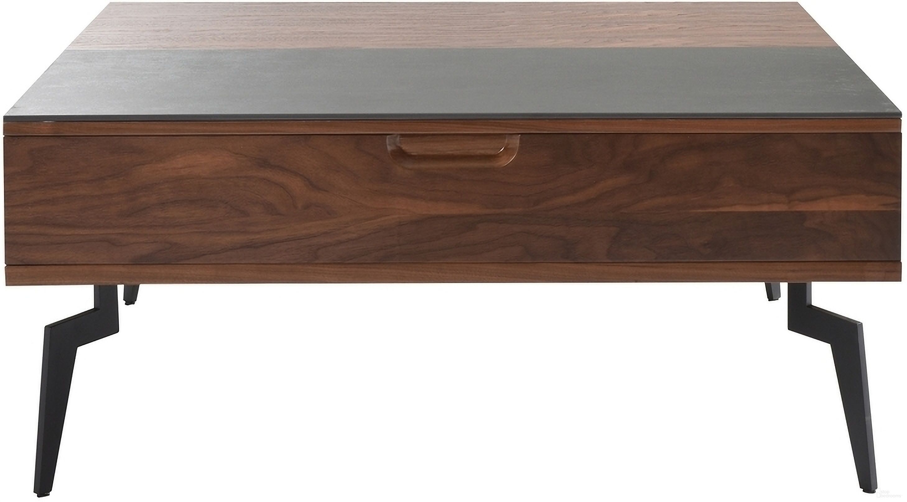 The appearance of Zola Square Lift-Top Coffee Table with Sintered Stone Panel In Walnut and Black designed by Armen Living in the transitional interior design. This walnut and black piece of furniture was selected by 1StopBedrooms from Zola Collection to add a touch of cosiness and style into your home. Sku: LCZOCOWALGRY. Material: Stone.