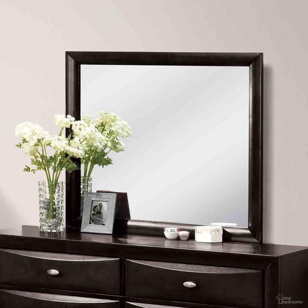 The appearance of Zosimo Mirror In Black designed by Furniture of America in the transitional interior design. This black piece of furniture was selected by 1StopBedrooms from Zosimo Collection to add a touch of cosiness and style into your home. Sku: FM7210BK-M. Material: Solid Wood.