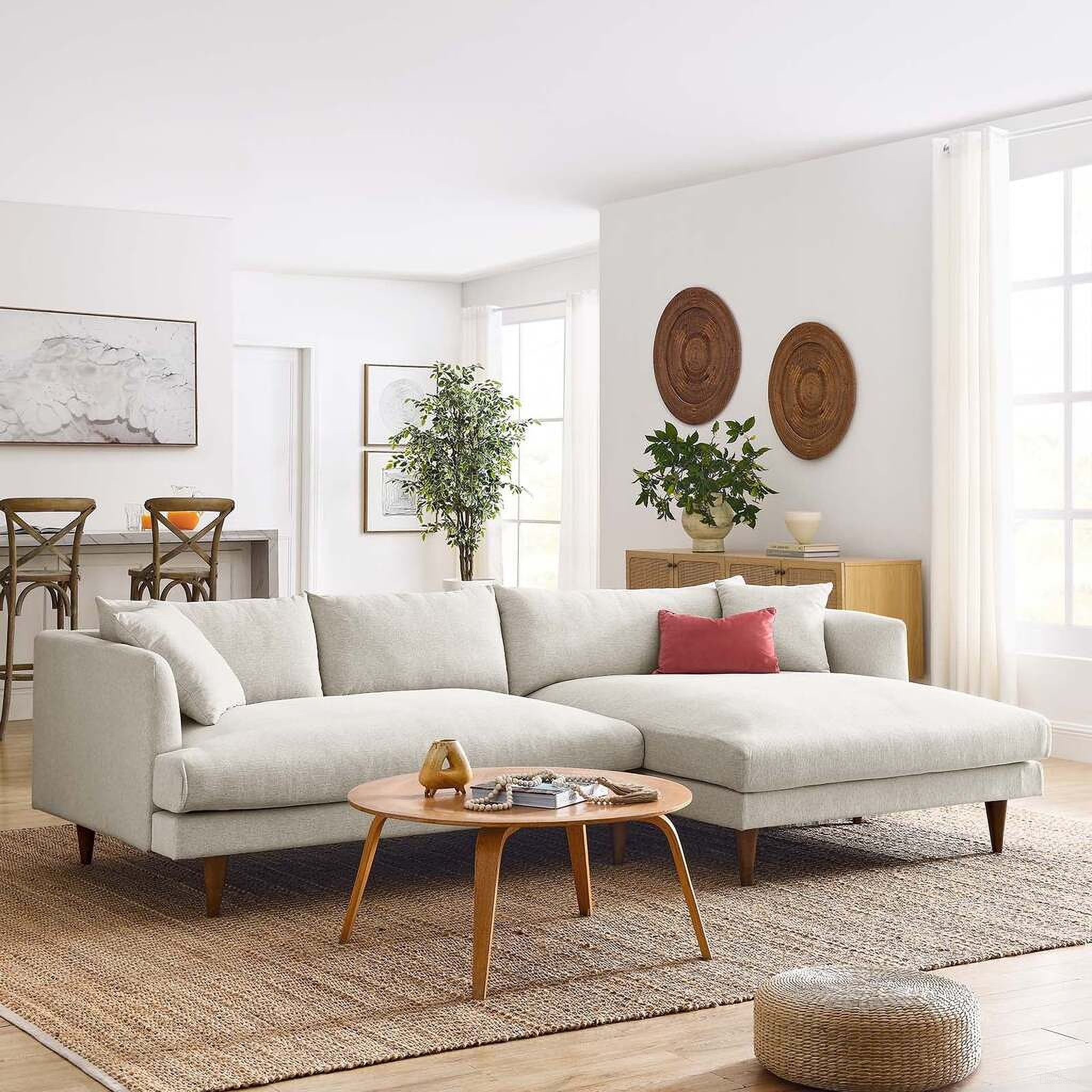 The appearance of Zoya RAF Down Filled Overstuffed Sectional Sofa In Ivory designed by Modway in the modern / contemporary interior design. This ivory piece of furniture was selected by 1StopBedrooms from Zoya Collection to add a touch of cosiness and style into your home. Sku: EEI-6407-HEI-1;EEI-6407-HEI-2. Material: Polyester. Layout: L-Shape.