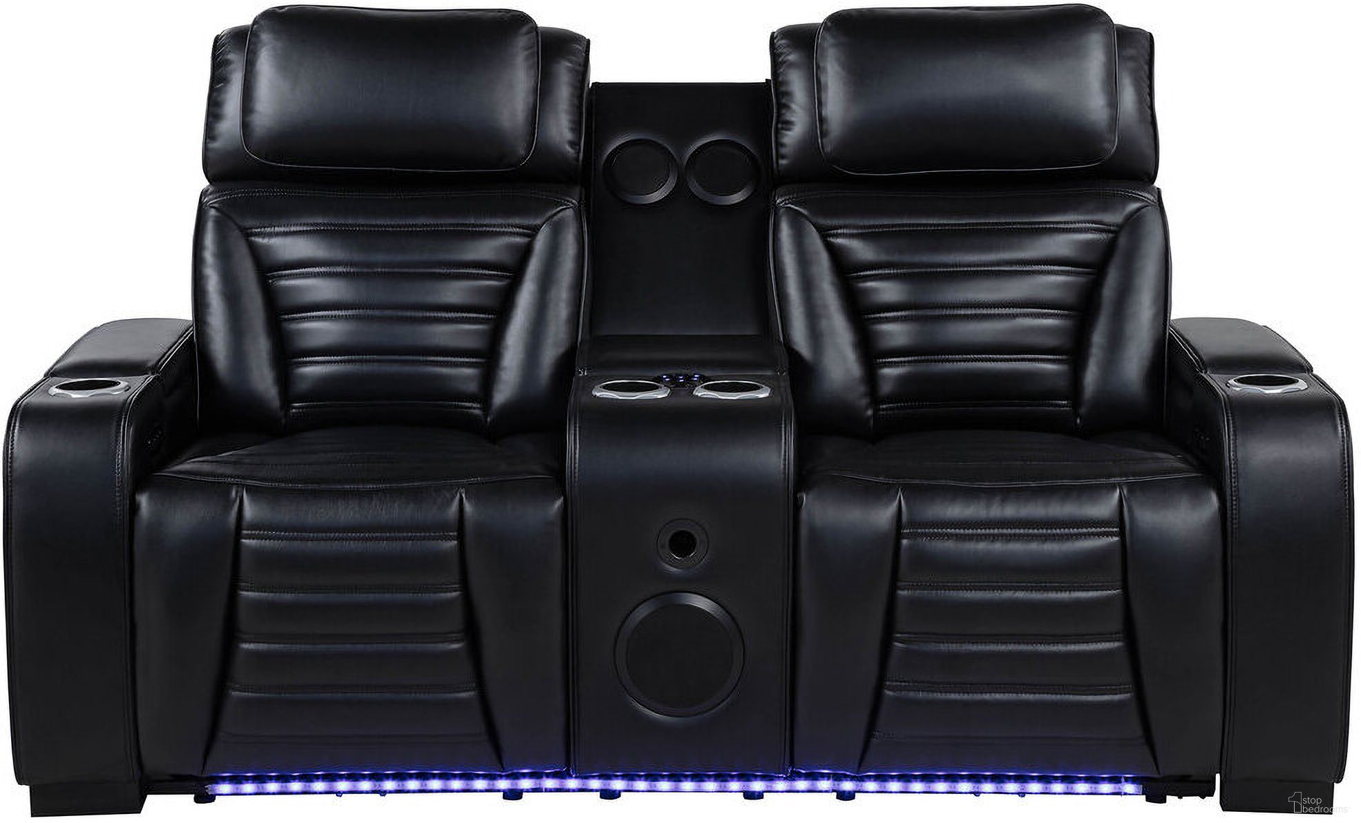 The appearance of Zuma Faux Leather Dual Power Reclining LED Loveseat In Black designed by Coaster in the modern / contemporary interior design. This black piece of furniture was selected by 1StopBedrooms from Zuma Collection to add a touch of cosiness and style into your home. Sku: 603252PP. Material: Foam.