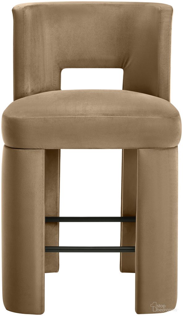 The appearance of Zuno Velvet Performance Fabric Upholstered Counter Stool Set of 2 In Beige designed by Meridian in the modern / contemporary interior design. This beige piece of furniture  was selected by 1StopBedrooms from Zuno Collection to add a touch of cosiness and style into your home. Sku: 947Beige-C. Material: Velvet.
