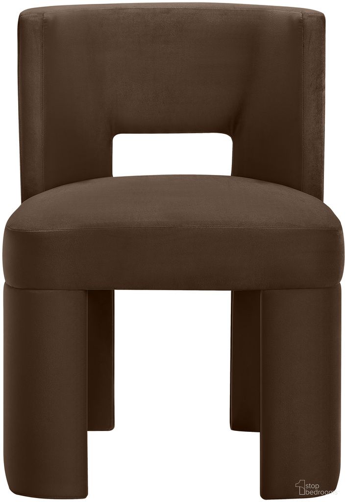 Zuno Velvet Performance Fabric Upholstered Dining Chair Set of 2 In Brown
