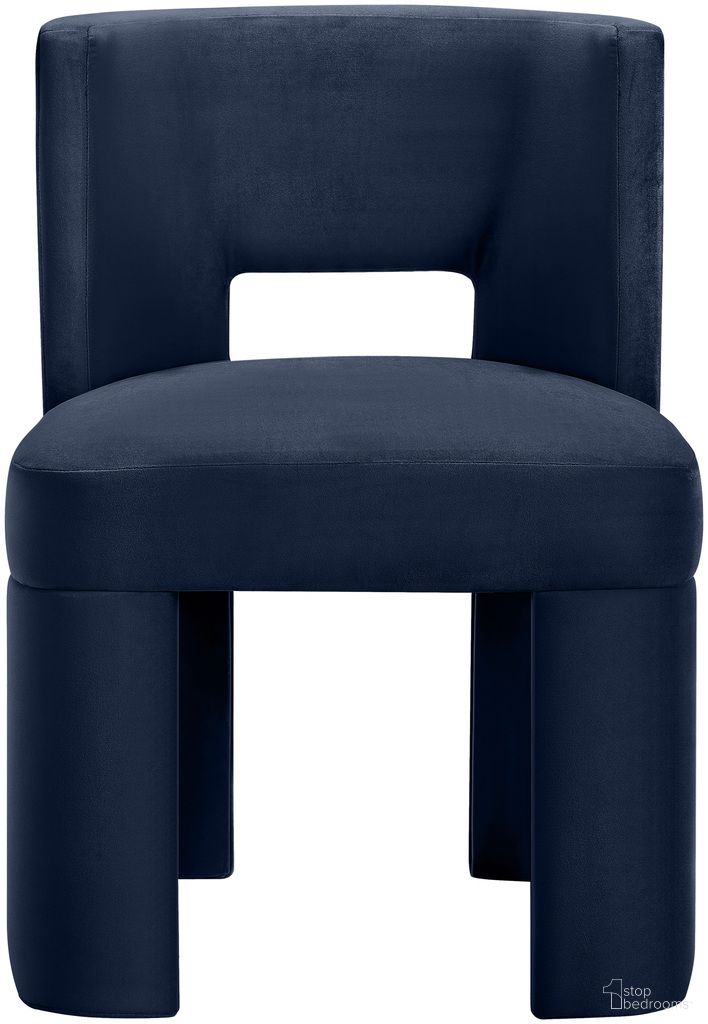 Zuno Velvet Performance Fabric Upholstered Dining Chair Set of 2 In Navy