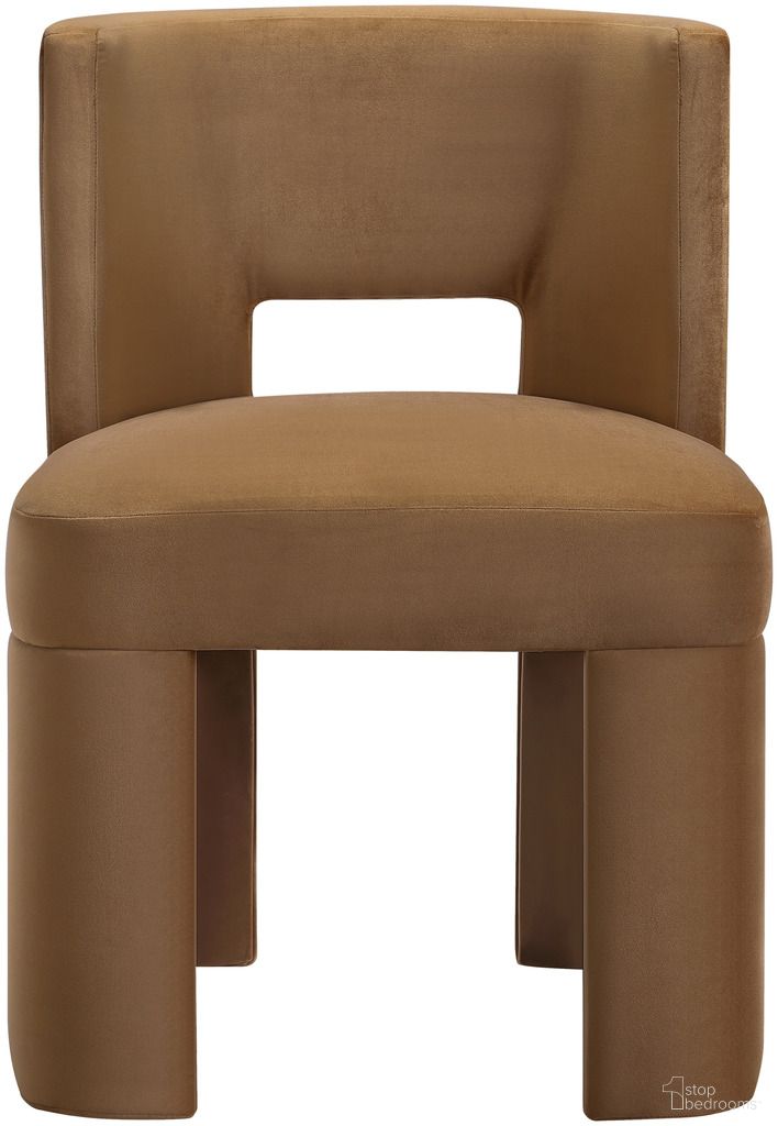 The appearance of Zuno Velvet Performance Fabric Upholstered Dining Chair Set of 2 In Saddle designed by Meridian in the modern / contemporary interior design. This saddle piece of furniture was selected by 1StopBedrooms from Zuno Collection to add a touch of cosiness and style into your home. Sku: 945Saddle-C. Material: Velvet. Chair Type: Side Chair.