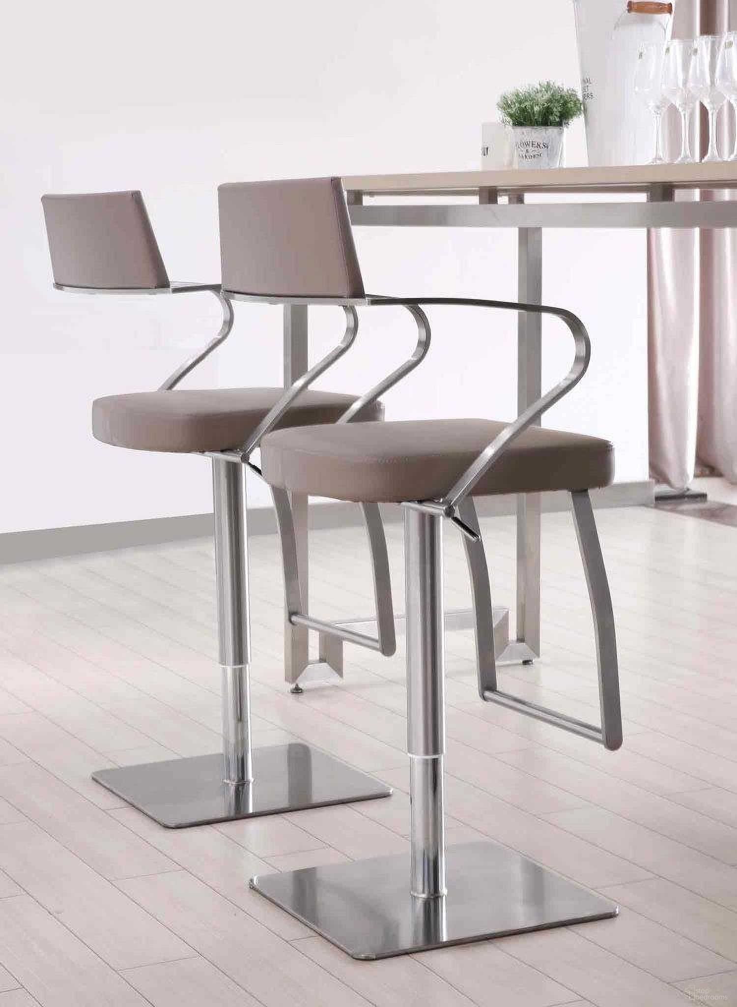 The appearance of Zuri Taupe Adjustable Barstool designed by Whiteline Modern Living in the modern / contemporary interior design. This taupe piece of furniture was selected by 1StopBedrooms from Zuri Collection to add a touch of cosiness and style into your home. Sku: BS1621P-TAU. Material: Stainless Steel.