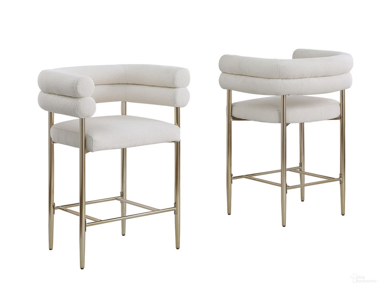 The appearance of Zuria Teddy Fur Fabric Counter Chairs Set of 2 In Beige and Gold Chrome designed by Best Quality Furniture in the modern / contemporary interior design. This gold and beige piece of furniture  was selected by 1StopBedrooms from Zuria Collection to add a touch of cosiness and style into your home. Sku: CH06. Material: Chrome.
