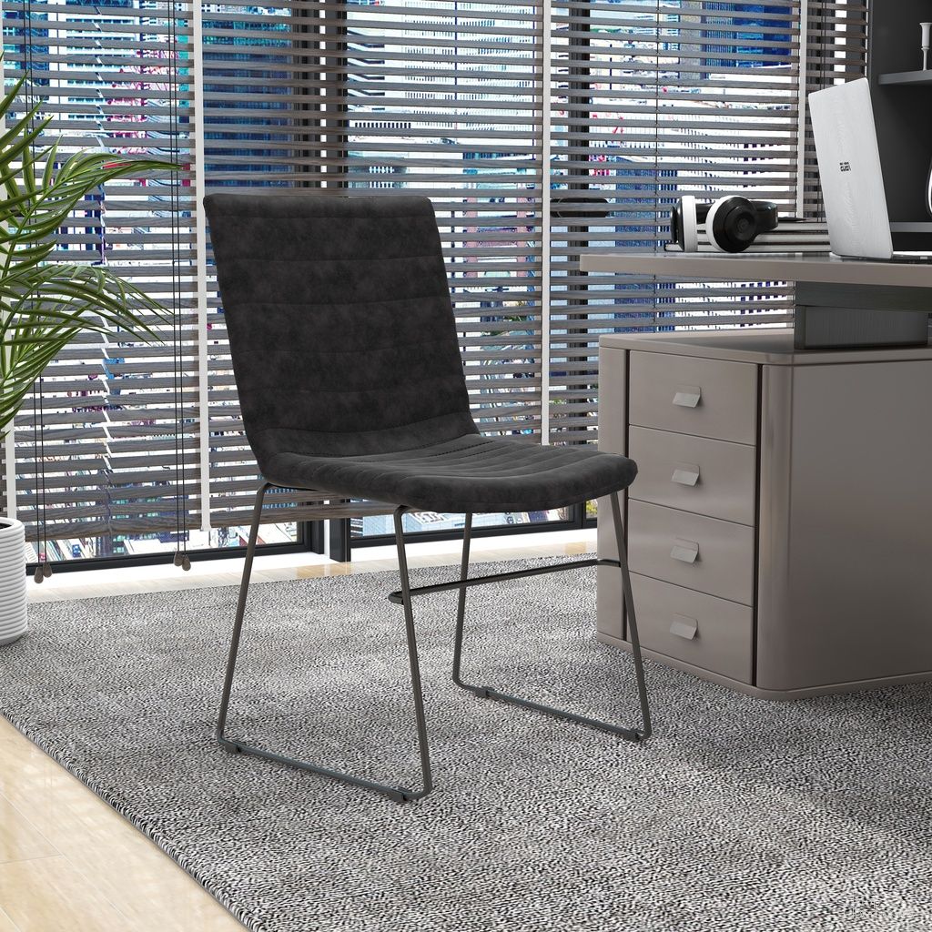 Zylar Series Office Guest Chair In Charcoal Leather