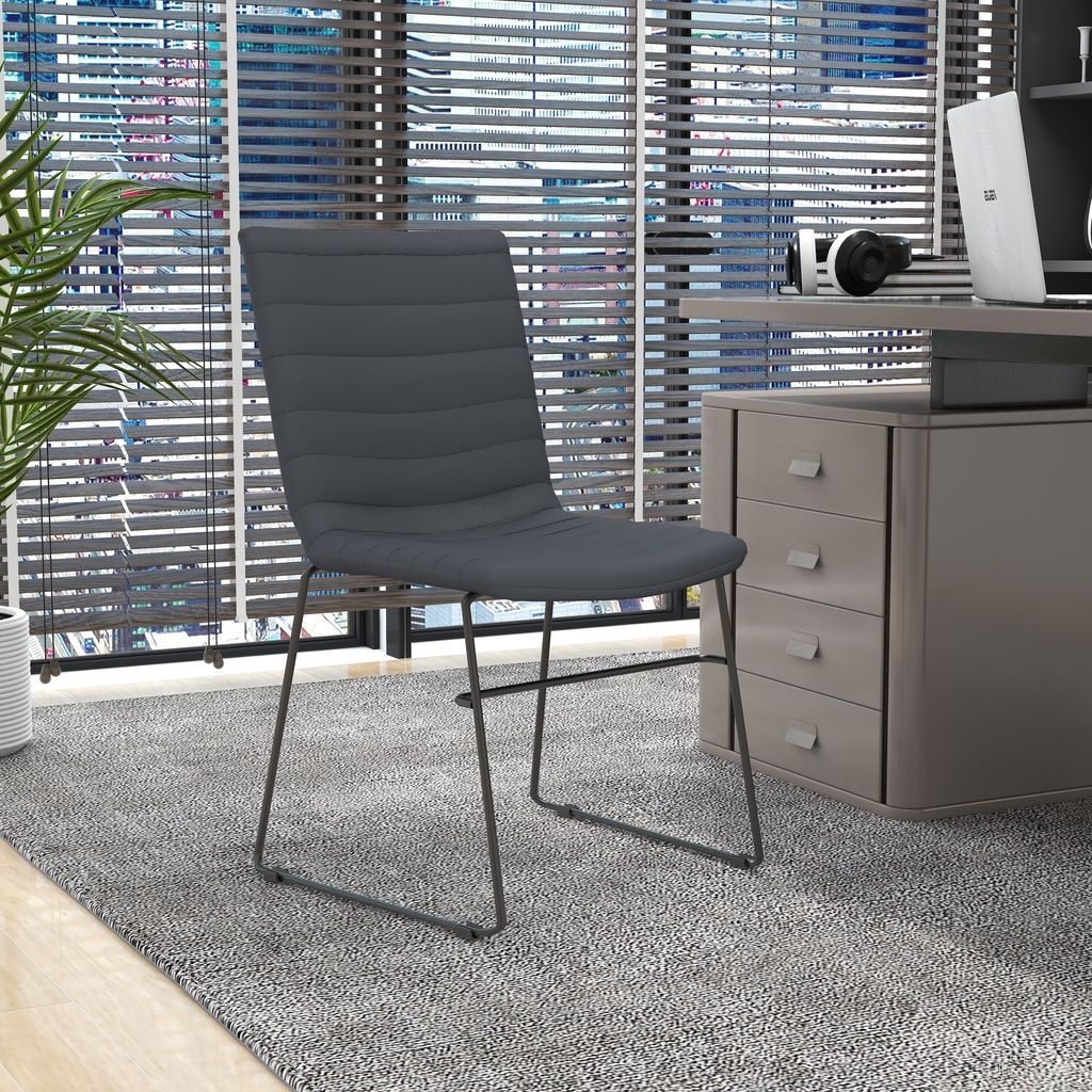 Zylar Series Office Guest Chair In Grey Leather