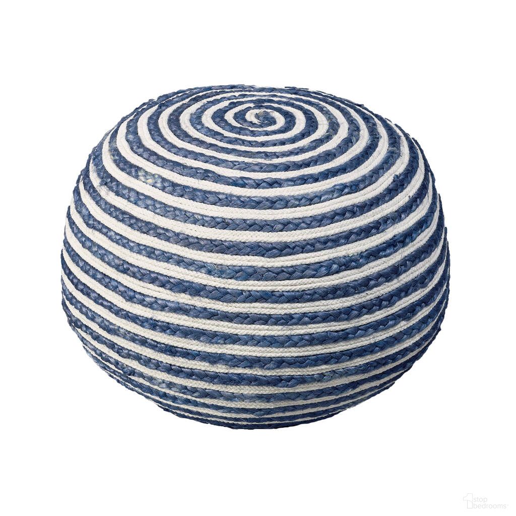 The appearance of Zynta Striped Braided Cotton Blend Ottoman Pouf In Blue and White designed by Rajani Home in the bohemian interior design. This blue/white piece of furniture was selected by 1StopBedrooms from Bova Collection to add a touch of cosiness and style into your home. Sku: 3C814798G49348. Material: Cotton.