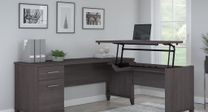 Bush Furniture Somerset - Escritorio En Forma De L De 72 W Con Gabinete