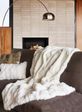 Homeroots Natural Rabbit Fur Tan And White Throw Blanket