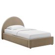 Resort Performance Velvet Arched Round King Platform Bed In Taupe