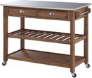 Sonoma Kitchen Cart With Stainless Steel Top In Barnwood Wire-Brush