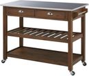 Sonoma Kitchen Cart With Stainless Steel Top In Barnwood Wire-Brush