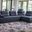 100% Polyester Stationary L Shaped Two Piece Sofa and Chaise In Blue
