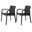 24 Inch Faux Rattan Heavy Duty Plastic Outdoor Stacking Arm Chairs Set of 4 In Black