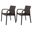 24 Inch Faux Rattan Heavy Duty Plastic Outdoor Stacking Arm Chairs Set of 4 In Brown