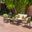 4-Piece Outdoor Chat Set with Water Resistant Cushion and Wood Frame In Cream and Grey