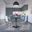 5 Piece Dining Set with 35 Inch Round Dining Table In Black Iron and 4 Abs Plastic Side Chair In Chrome and Clear