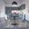 5 Piece Dining Set with 35 Inch Round Dining Table In Black Iron and 4 Abs Plastic Side Chair In Chrome and Clear