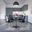 5 Piece Dining Set with 35 Inch Round Dining Table In Black Iron and 4 Abs Plastic Side Chair In Chrome and Transparent Black