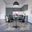 5 Piece Dining Set with 35 Inch Round Dining Table In Black Iron and 4 Abs Plastic Side Chair In Chrome and Transparent Black
