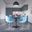 5 Piece Dining Set with 35 Inch Round Dining Table In Black Iron and 4 Abs Plastic Side Chair In Chrome and Transparent Blue