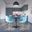 5 Piece Dining Set with 35 Inch Round Dining Table In Black Iron and 4 Abs Plastic Side Chair In Chrome and Transparent Blue
