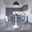 5-Piece Dining Set with 35 Inch Round Dining Table In White Iron and 4 Abs Plastic Side Chair In Chrome and Clear