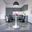 5-Piece Dining Set with 35 Inch Round Dining Table In White Iron and 4 Abs Plastic Side Chair In Chrome and Transparent Black