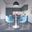 5-Piece Dining Set with 35 Inch Round Dining Table In White Iron and 4 Abs Plastic Side Chair In Chrome and Transparent Blue