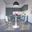 5-Piece Dining Set with 35 Inch Round Dining Table In White Iron Pedestal Base and 4 Abs Plastic Side Chair with Gold Base and Clear