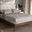 Baxton Studio Brooklyn Mid-Century Modern Walnut Wood Beige Fabric Full Size Platform Bed