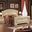 Aida Panel Bed (Ivory and Gold) (Queen)